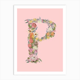P Pink Alphabet Letter Art Print