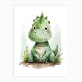 Cute Carnotaurus Dinosaur Watercolour 1 Art Print