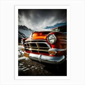 Classic Car In Winter Art Print