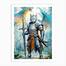 Cat Knight Of The Dragon Poster