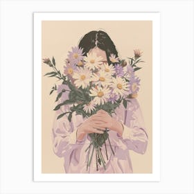 Spring Girl With Purple Flowers 1 Art Print