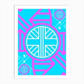 Geometric Glyph in White and Bubblegum Pink and Candy Blue n.0070 Art Print