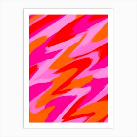 Abstract Pink And Orange Marble Effect Swirls Art Print