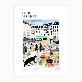 The Food Market In Lyon 3 Illustration Poster Art Print