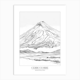 Cerro Torre Argentina Chile Line Drawing 7 Poster Art Print