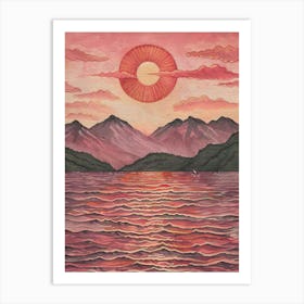 Sunset Over The Lake 7 Art Print