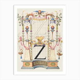 Guide For Constructing The Letter Z From Mira Calligraphiae Monumenta, Joris Hoefnagel Art Print