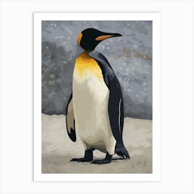 King Penguin Saunders Island Minimalist Illustration 4 Art Print