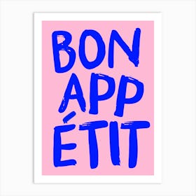 BON APPETIT BLUE & PINK PRINT Art Print