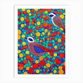 Woodpecker Yayoi Kusama Style Illustration Bird Art Print