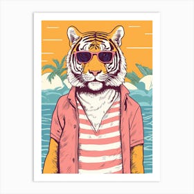 Tiger Illustrations Wearing A Beach Suit 4 Art Print