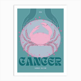 Teal Zodiac Cancer Art Print
