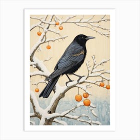 Winter Bird Painting Crow 1 Art Print