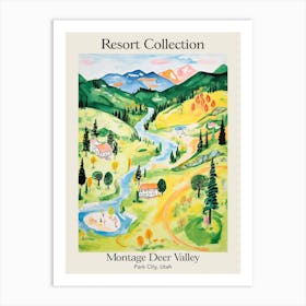 Poster Of Montage Deer Valley   Park City, Utah   Resort Collection Storybook Illustration 1 Art Print