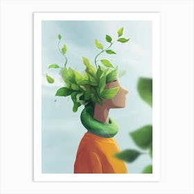 Man With Leaves On His Head 3 Art Print