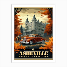 Vintage Asheville, North Carolina Poster Art Print