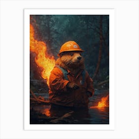 Beaver In Fire Art Print