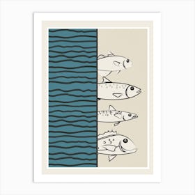 Abstract Fishes On A Wave 3 Art Print