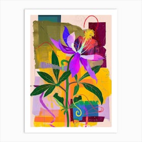 Columbine 3 Neon Flower Collage Art Print