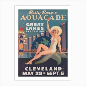 Aquacade, Great Lakes, Cleveland Vintage Travel Poster Art Print