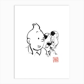 Tintin And Idefix Art Print