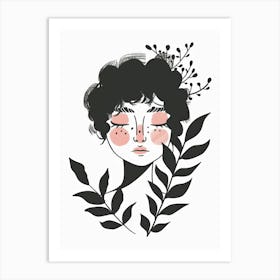 Girl With Leaves 10 Art Print