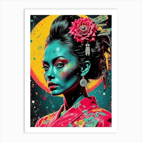 Geisha - Bright Grunge Texture Art Print