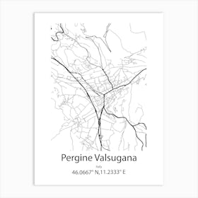 Pergine Valsugana,Italy Minimalist Map Art Print