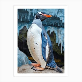 Galapagos Penguin Deception Island Colour Block Painting 6 Art Print