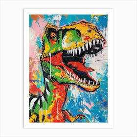 T Rex Dinosaur Chalk Style 1 Art Print