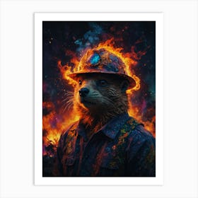 Otter In Fire Art Print