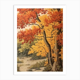 Poplar 2 Vintage Autumn Tree Print  Art Print