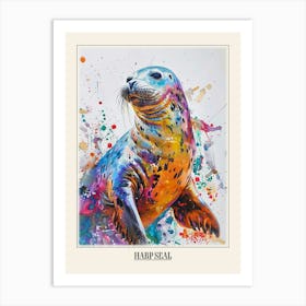 Harp Seal Colourful Watercolour 4 Poster Art Print