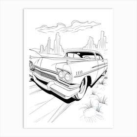 Radiator Springs (Cars) Fantasy Inspired Line Art 1 Art Print