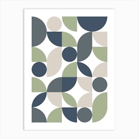 Mid Century Modern Abstract 26 Grey, Green Art Print