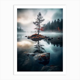 Lone Tree In A Lake Art Print