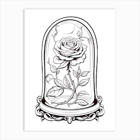 The Enchanted Rose (Beauty And The Beast) Fantasy Inspired Line Art 1 Art Print