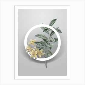 Vintage Yellow Azalea Minimalist Flower Geometric Circle on Soft Gray n.0404 Art Print