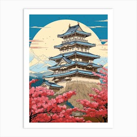 Himeji Castle, Japan Vintage Travel Art 1 Art Print