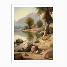 Forest Lake,Vintage Oil Painting,Farm Wall Decorations,Vintage Landscape,Vintage Landscape Oil Painting.24 Art Print