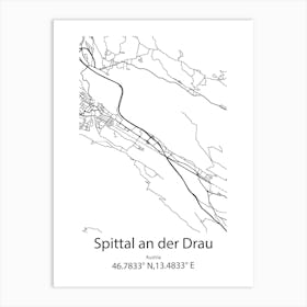 Spittal An Der Drau,Austria Minimalist Map Art Print