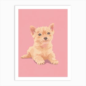 Puppy On A Pink Background Art Print