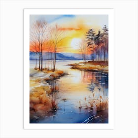 Sunset By The Lake 5 Art Print