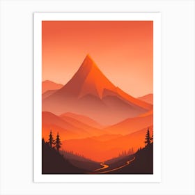 Misty Mountains Vertical Composition In Orange Tone 372 Art Print