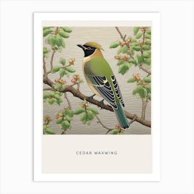 Ohara Koson Inspired Bird Painting Cedar Waxwing 2 Poster Art Print