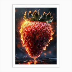 Strawberry In Flames Art Print