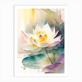 American Lotus Storybook Watercolour 3 Art Print