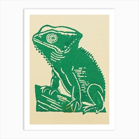 Green Jacksons Chameleon 3 Art Print