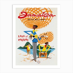 Jamaica, Calypso Band, Retro Vintage Poster Art Print