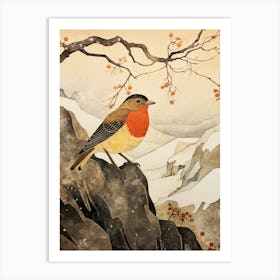 Bird Illustration European Robin 3 Art Print